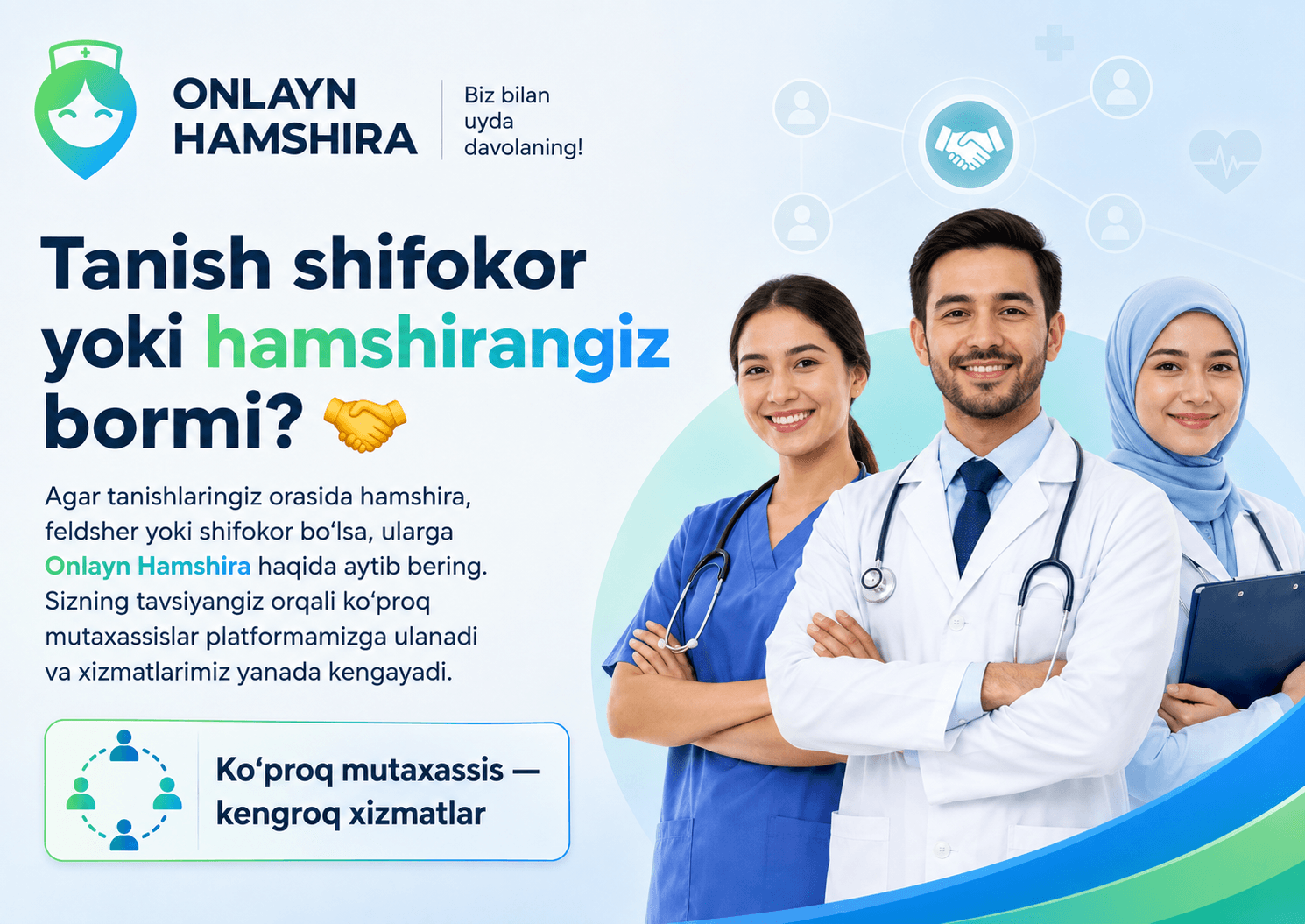 Tanish shifokor yoki hamshirangiz bormi? 🤝